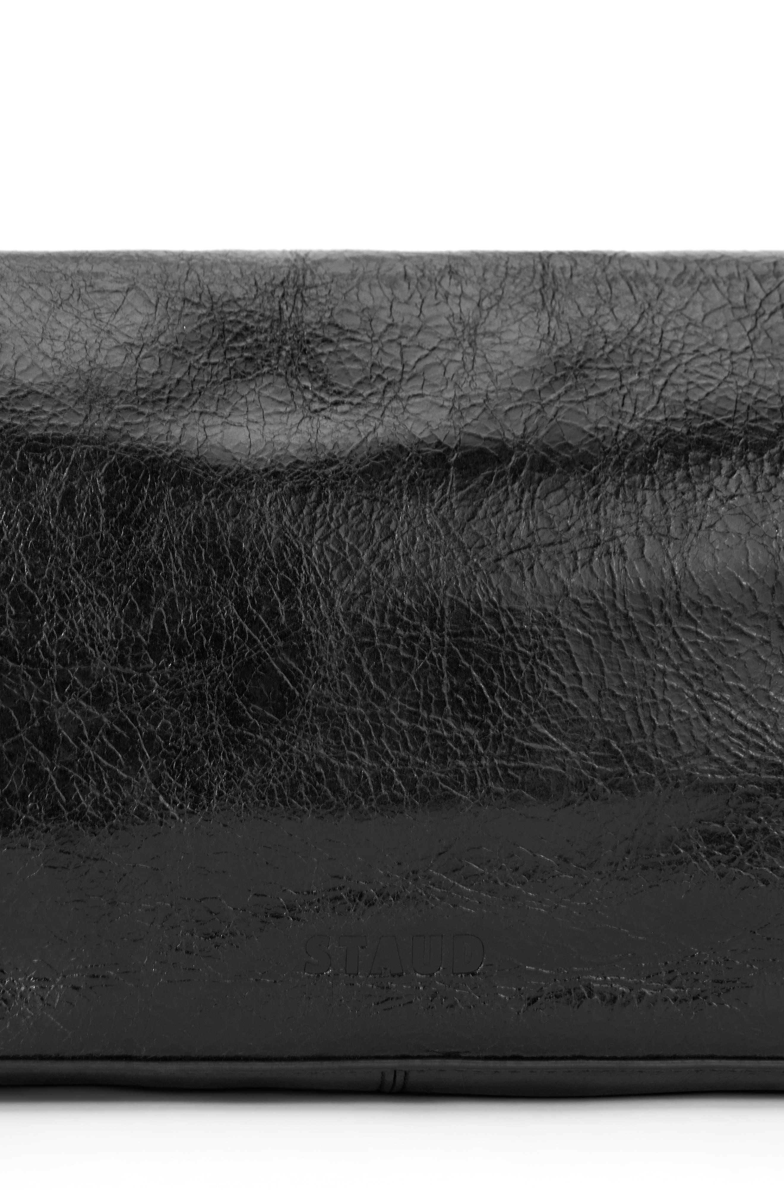 STAUD Harlow Leather Shoulder Bag, Alternate, color, Black