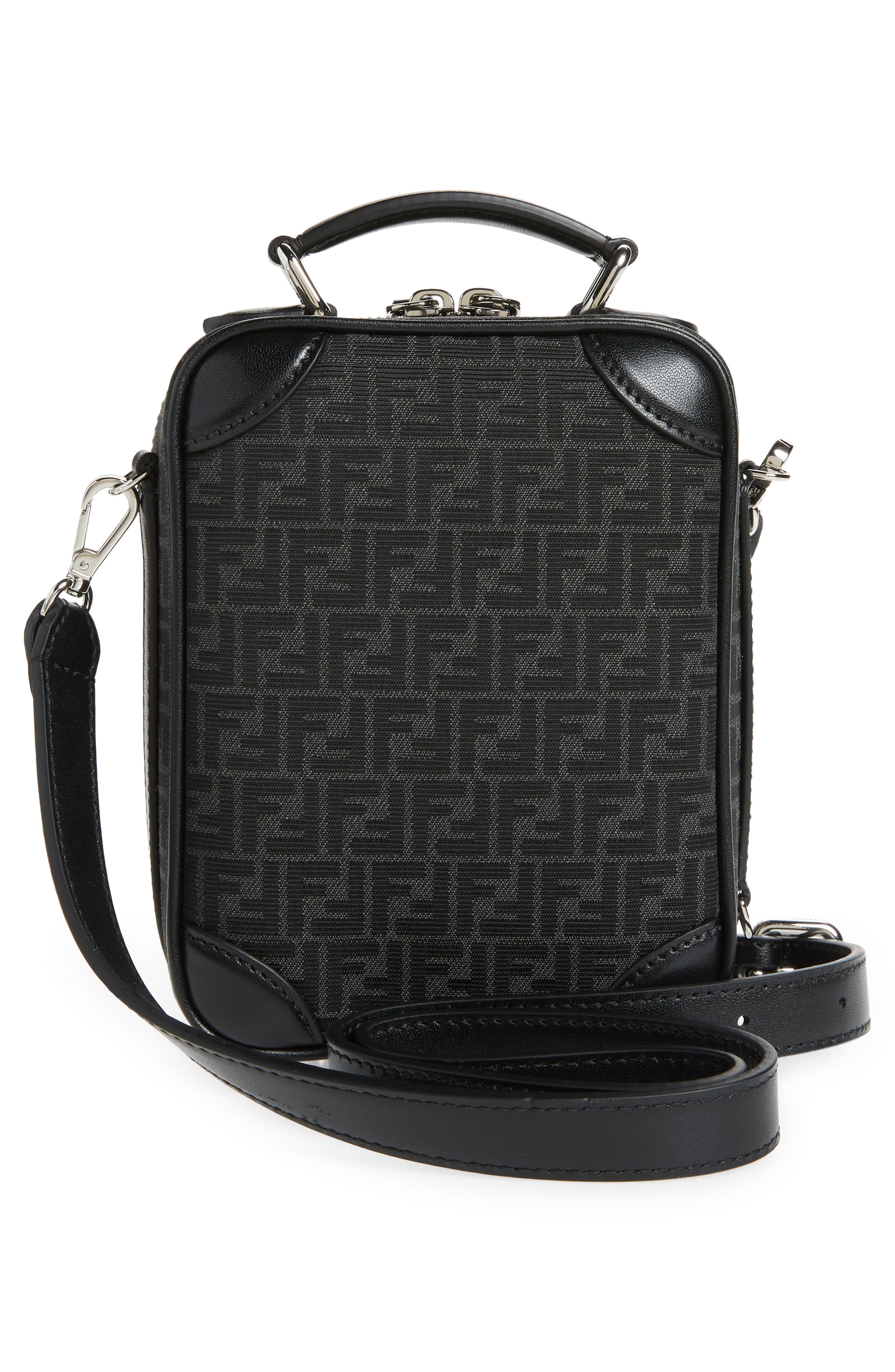 Fendi FF Logo Canvas Top Handle Crossbody Bag, Alternate, color, 