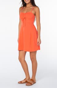 Roxy Fling Smocked Keyhole Cotton Mini Sundress