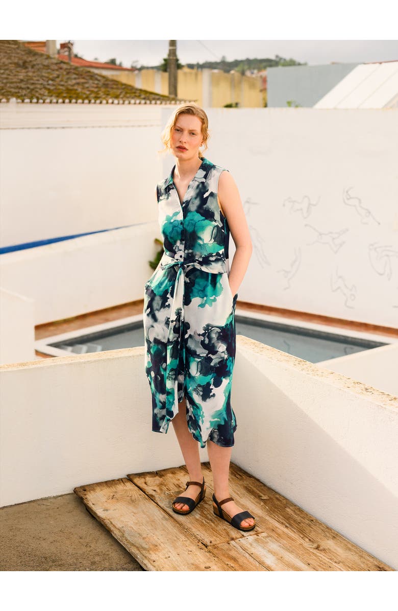 Celtic & Co. S/L TIE FRONT MIDI SHIRT DRS, Alternate, color, Watercolour Print