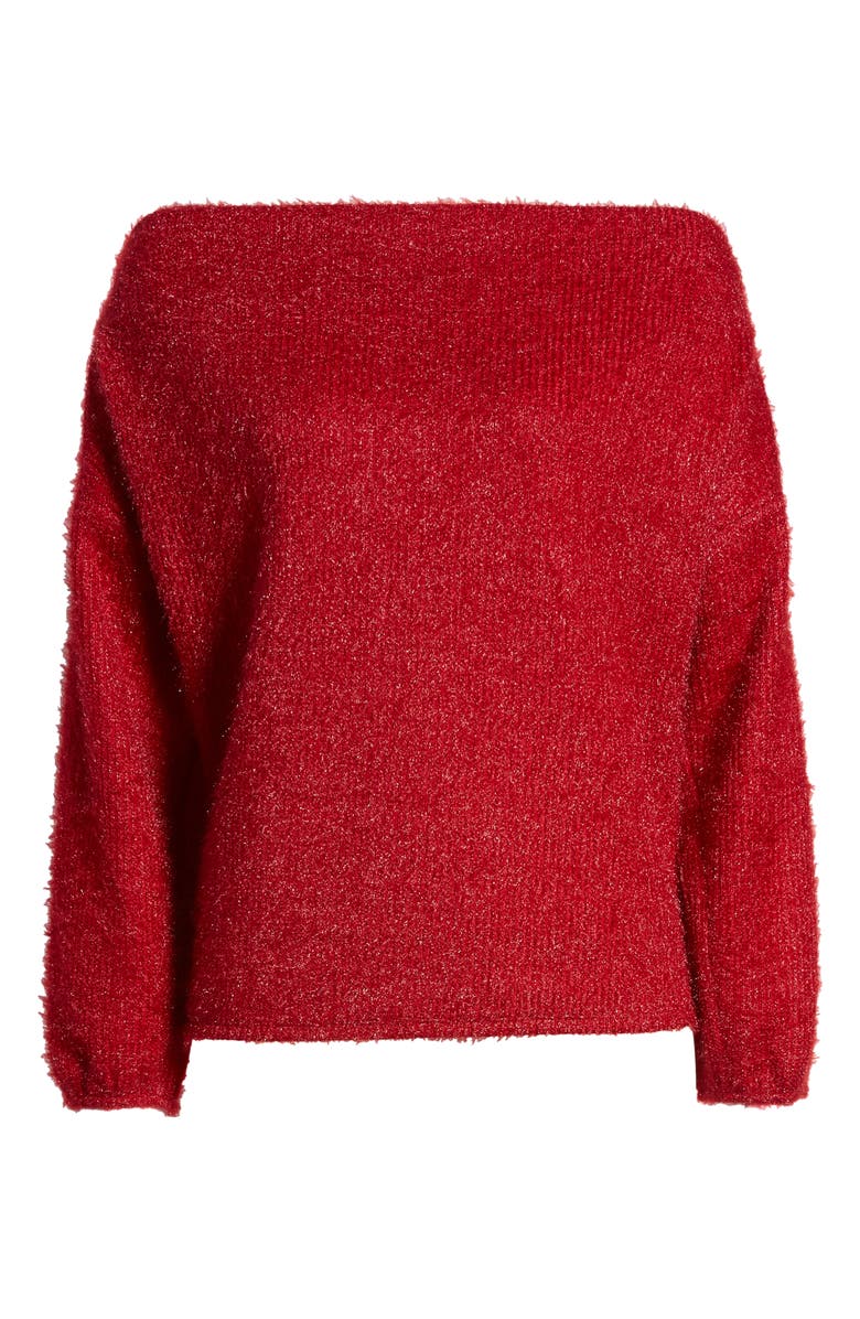 GIBSONLOOK Gibson x Glam Blushing Rose Anna Off the Shoulder Soft Holiday Sweater, Alternate, color, 