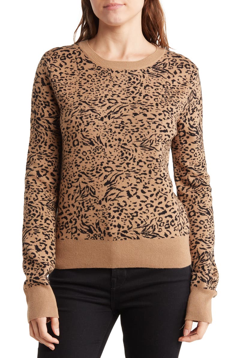 BCBGMAXAZRIA Leopard Print Sweater, Main, color,