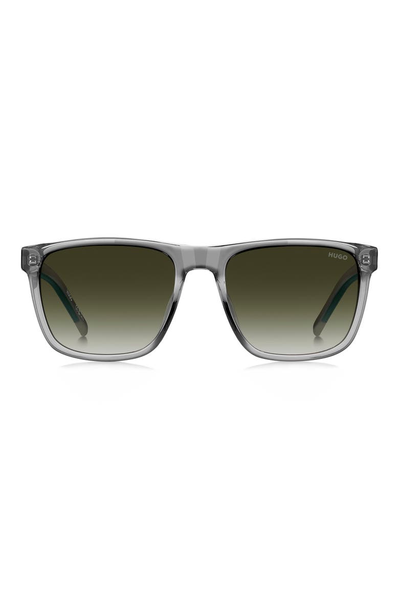 56mm Gradient Rectangular Sunglasses, Main, color, GREY/ GREEN SHADED