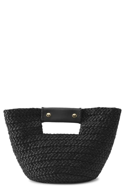 Helen Kaminski Mini Remi Braided Raffia Tote In Charcoal/black