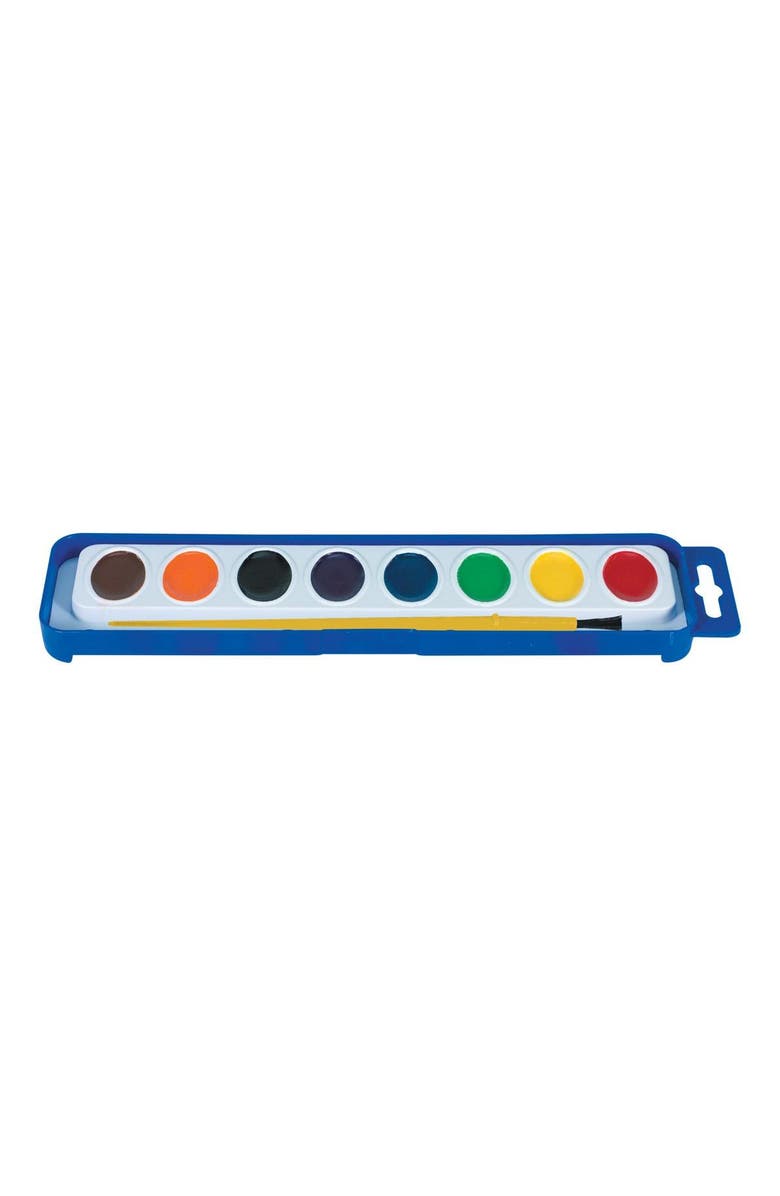 Kaplan Early Learning Company 8 Watercolor Paint Trays with Brush - Set of 12, Main, color, Multicolored