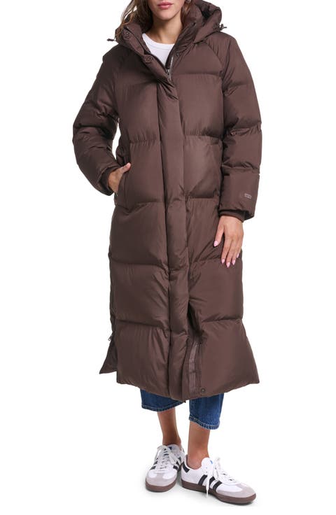 Water Resistant Side Zip Maxi Puffer Coat