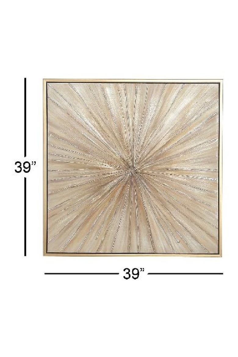 Brown Canvas Radial Starburst Framed Wall Art with Goldtone Frame, Alternate, color, GOLD
