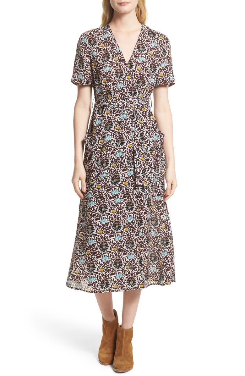 A.L.C. Stephanie Print Silk Wrap Dress, Main, color,