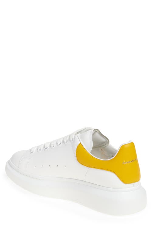 Alexander Mcqueen Perforated Platform Round Toe Sneakers In Off White/yellow