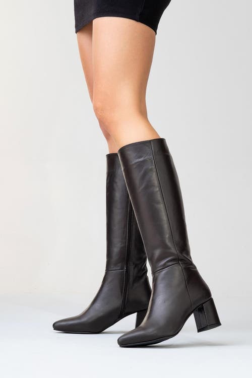 Forever & Always Shoes Sejas Leather Block Heel Knee-high Boot In Brown