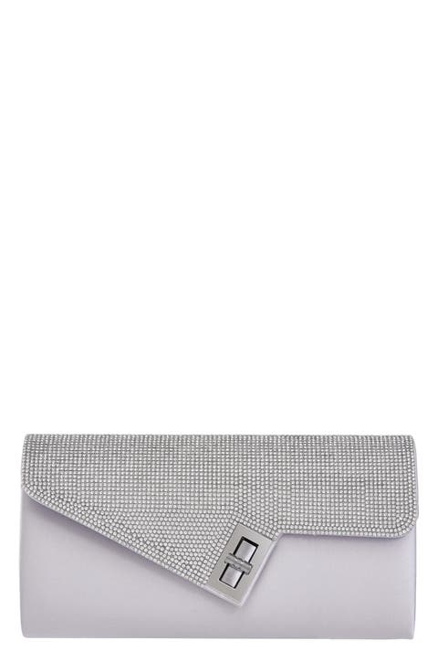 Chic Rhinestone & Satin Envelope Clutch