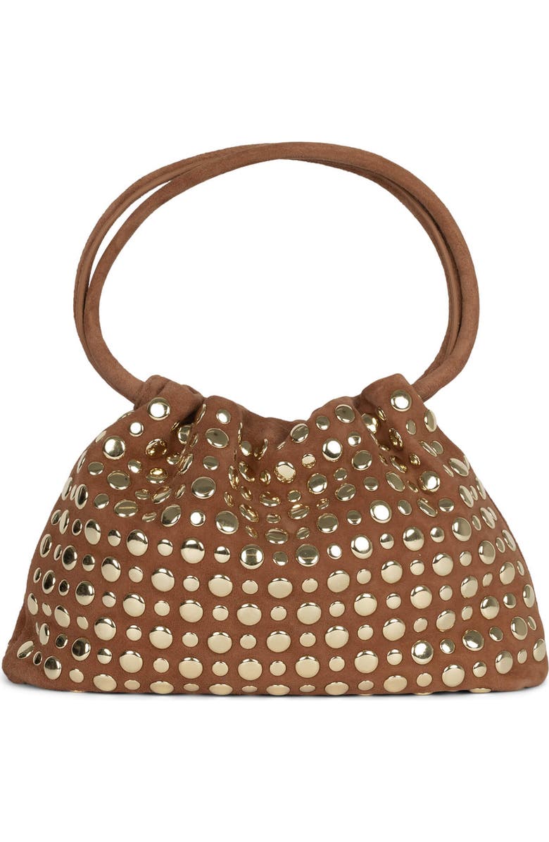 Jeffrey Campbell Lil-Brat Leather Handbag, Main, color, Tan Suede Gold
