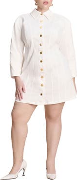 ELOQUII Corset Detail Denim Mini Dress