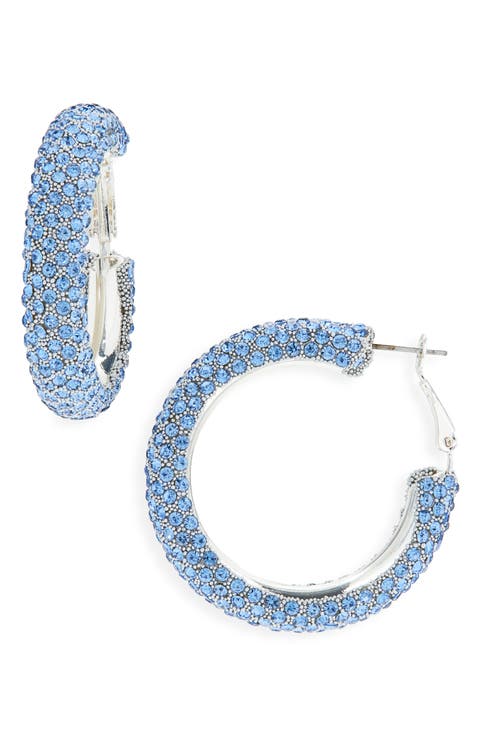Faceted Stone Hoop Earrings