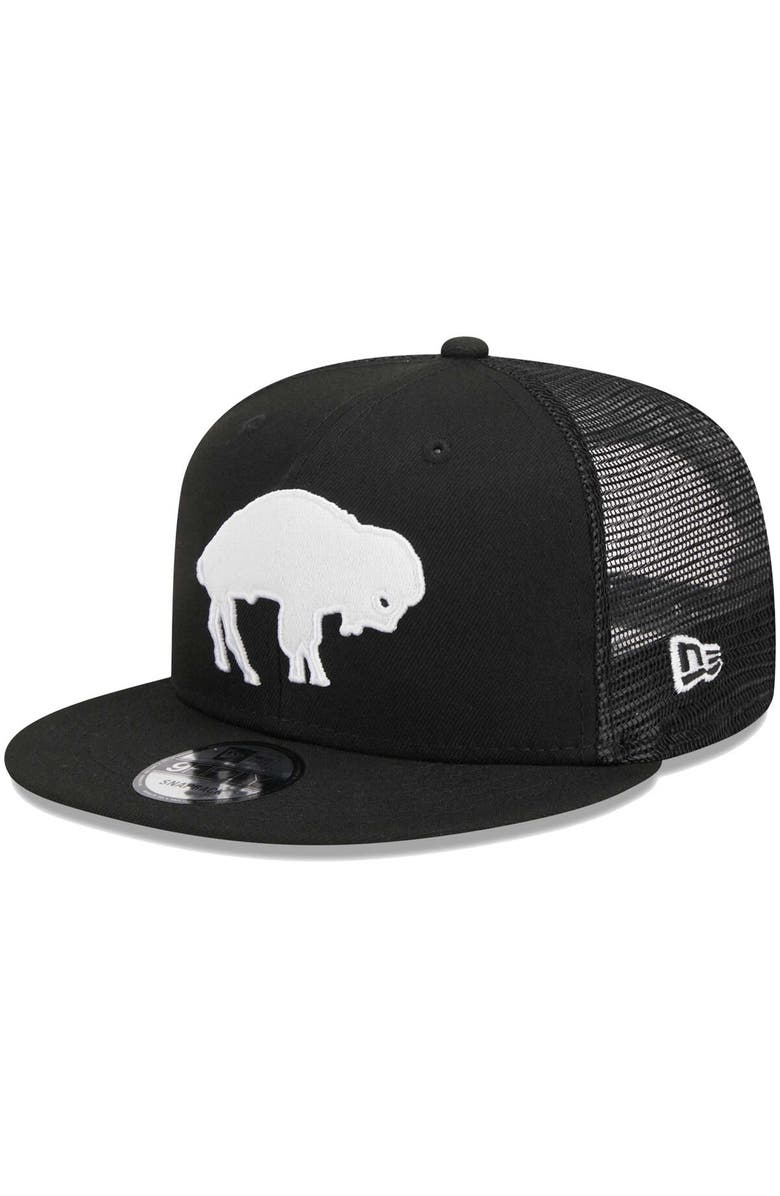 New Era Men's New Era Black Buffalo Bills Throwback Main Trucker 9FIFTY Snapback Hat, Main, color,