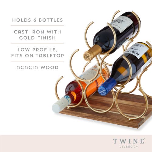 Twine Pyramid 6-bottle Wine Rack In Gold