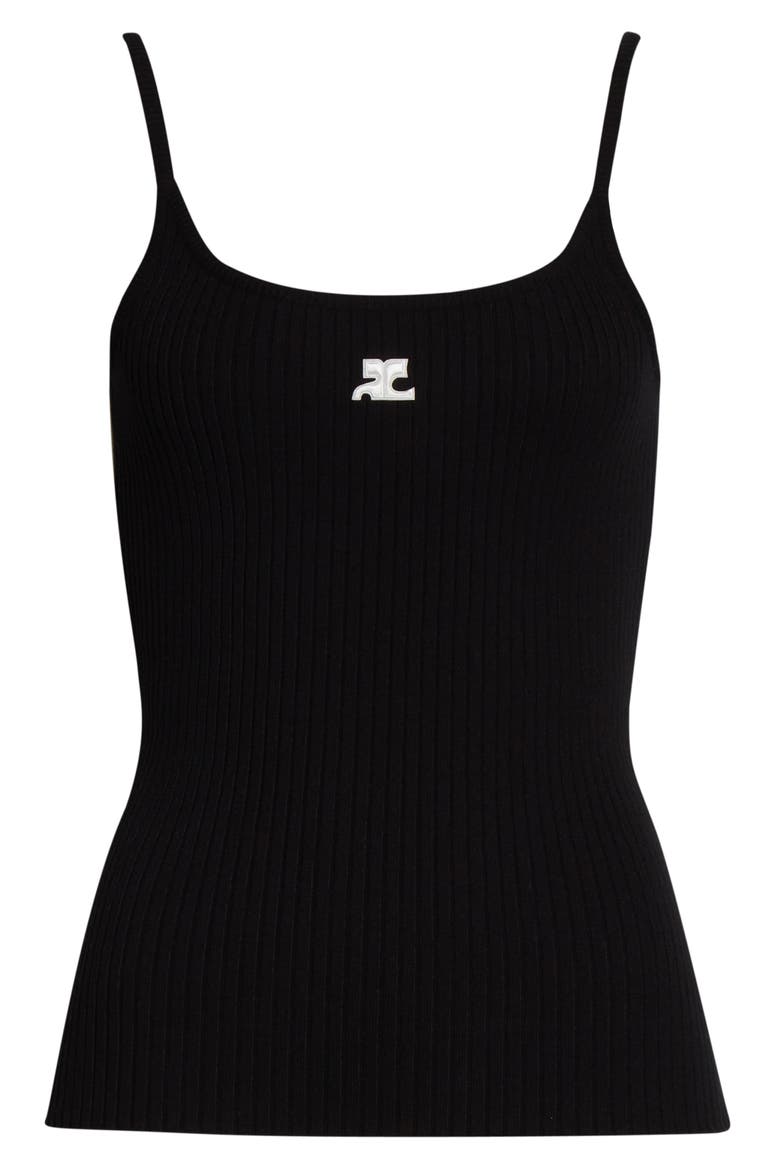 Logo Rib Knit Tank, Alternate, color, BLACK
