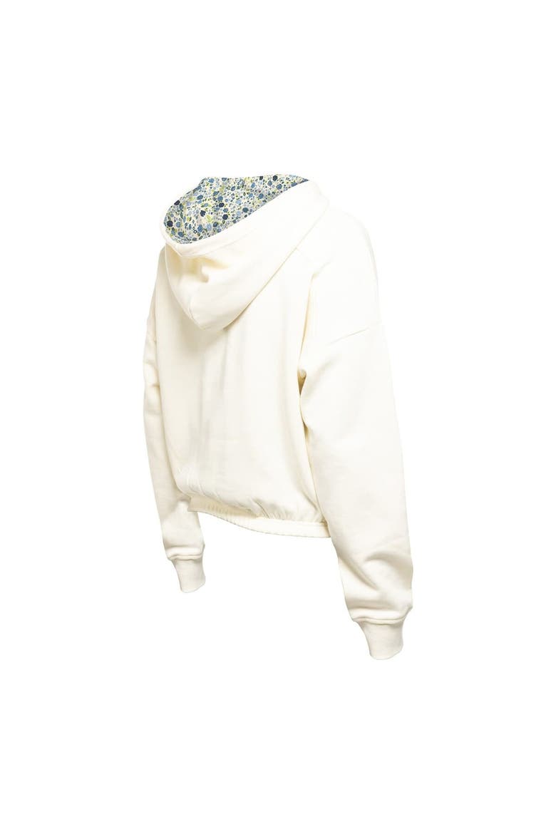 Women's New Era Cream Tampa Bay Lightning Glam Game Quarter-Zip Cropped Floral Hoodie Pullover, Alternate, color, Cream