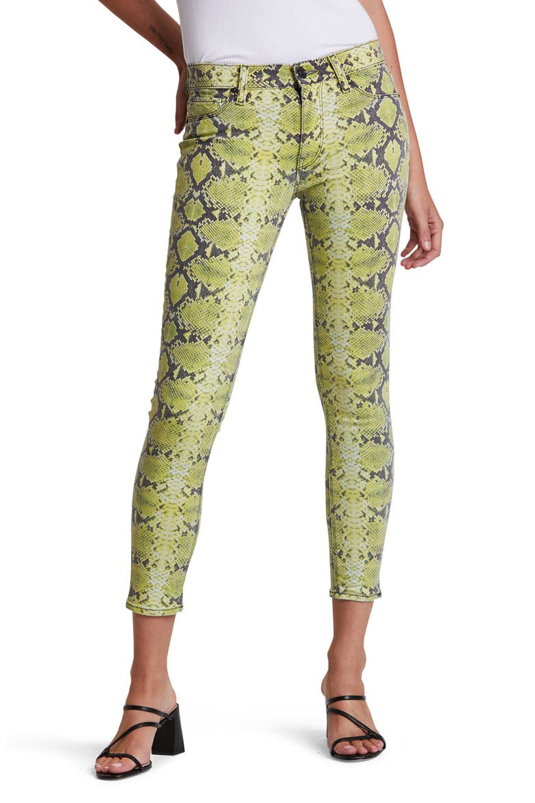 Jeans 'Nico' Ankle Coated Skinny Jeans, Main, color, CHARTREUSE PYTHON
