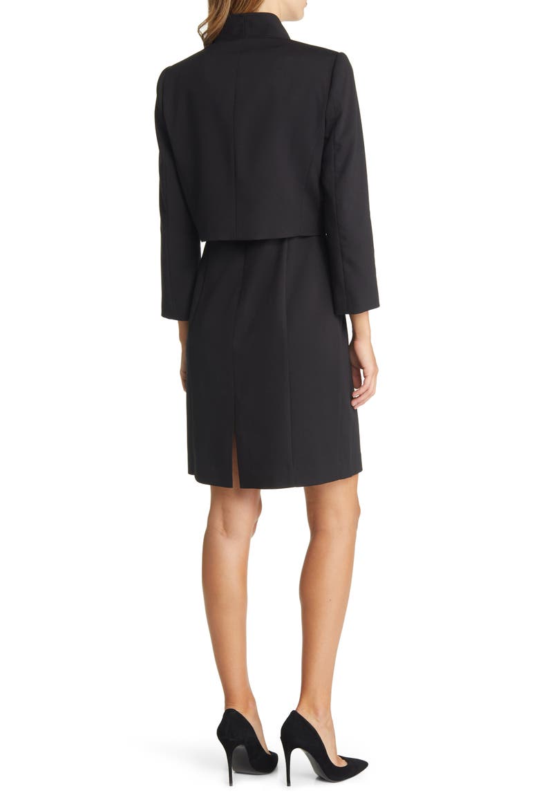 Two Piece Crop Jacket & Sheath Dress, Alternate, color, BLACK