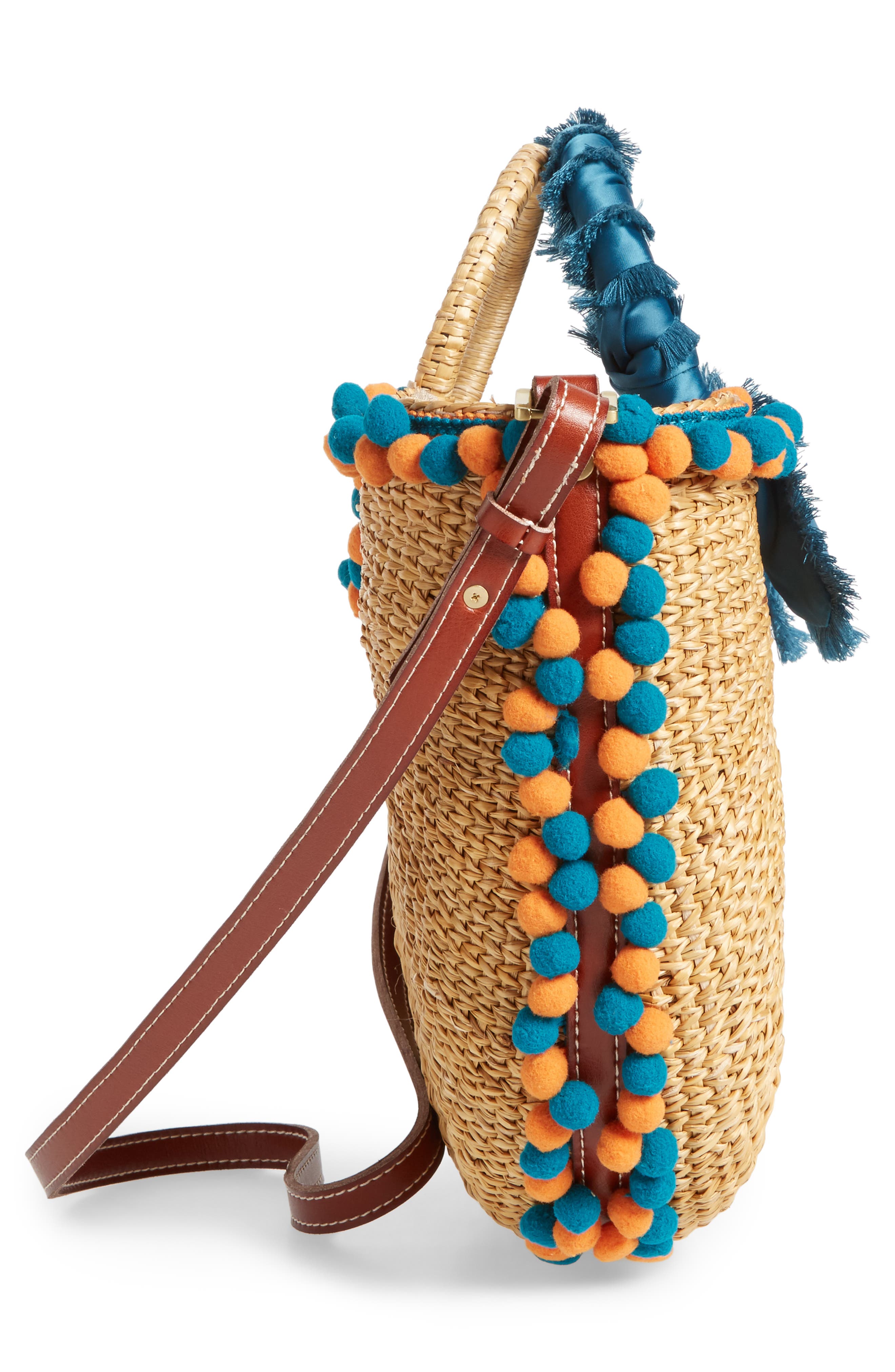 Sam Edelman Inessa Pompom Straw Tote, Alternate, color, 