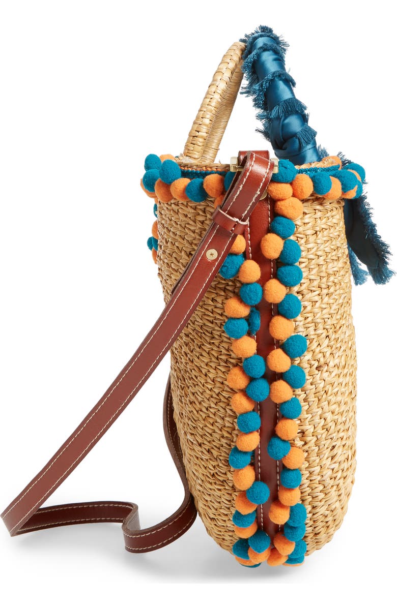 Sam Edelman Inessa Pompom Straw Tote, Alternate, color,