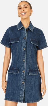 Yumi Denim Stretch Shirt Dress