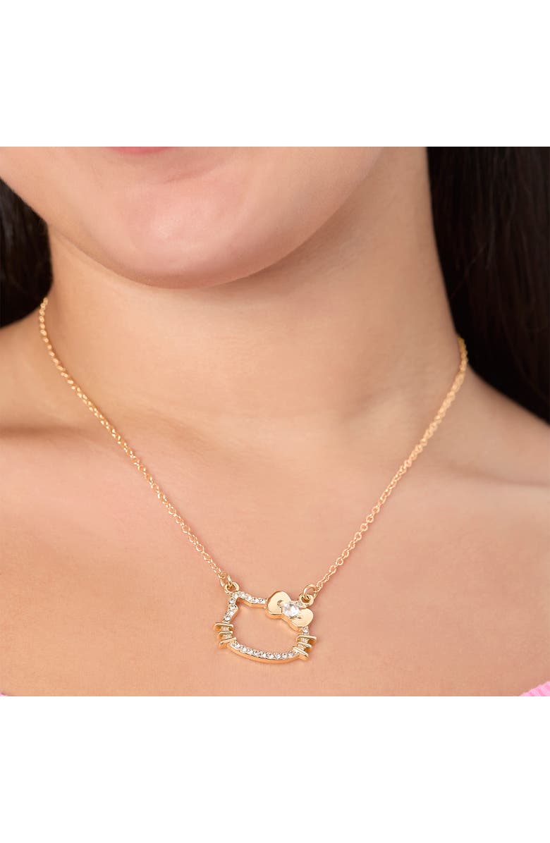 Hello Kitty Outline Pendant Necklace with Chain in Gold Tone, Alternate, color, Gold Tone
