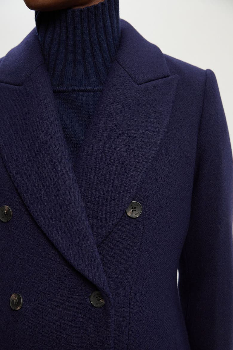 Double Breasted Tailored Midi Coat, Alternate, color, Navy