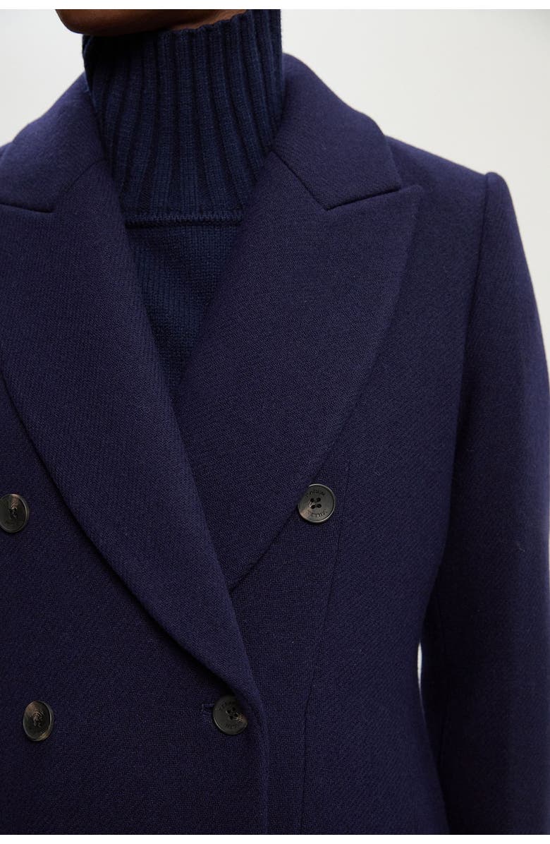 Karen Millen Double Breasted Tailored Midi Coat, Alternate, color, Navy