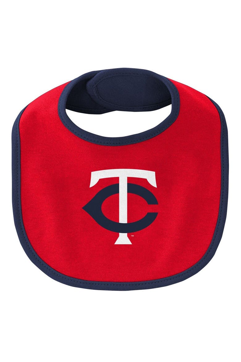 Newborn & Infant Navy/Red Minnesota Twins Little Champ Three-Pack Bodysuit Bib & Booties Set, Alternate, color, Navy