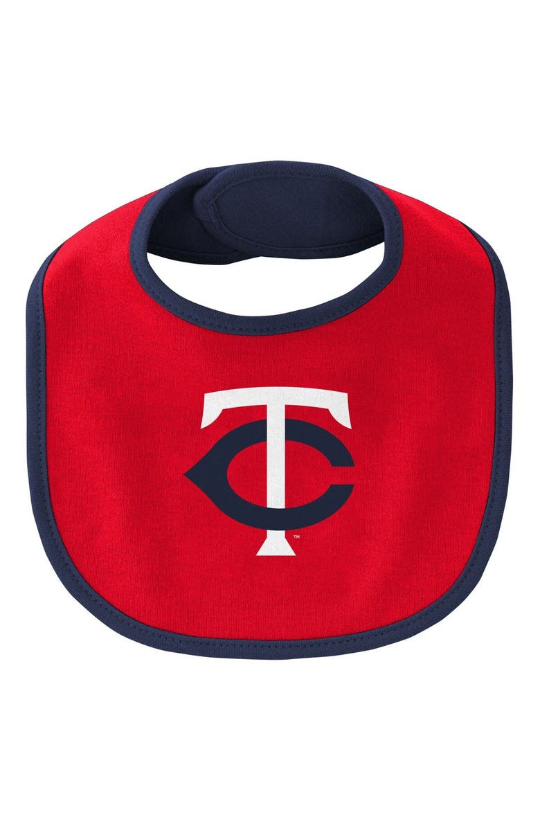 Outerstuff Newborn & Infant Navy/Red Minnesota Twins Little Champ Three-Pack Bodysuit Bib & Booties Set, Alternate, color, Navy