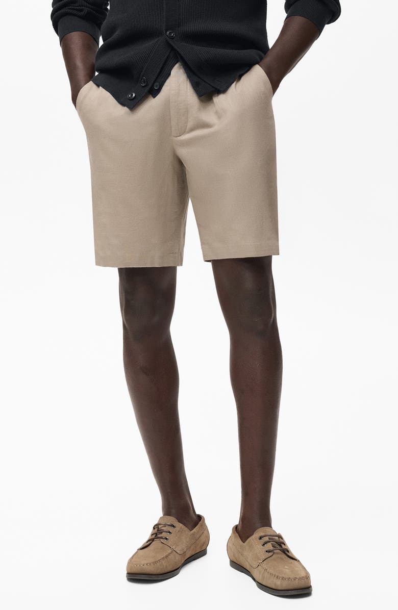 MANGO Linen & Cotton Bermuda Shorts, Main, color, Beige