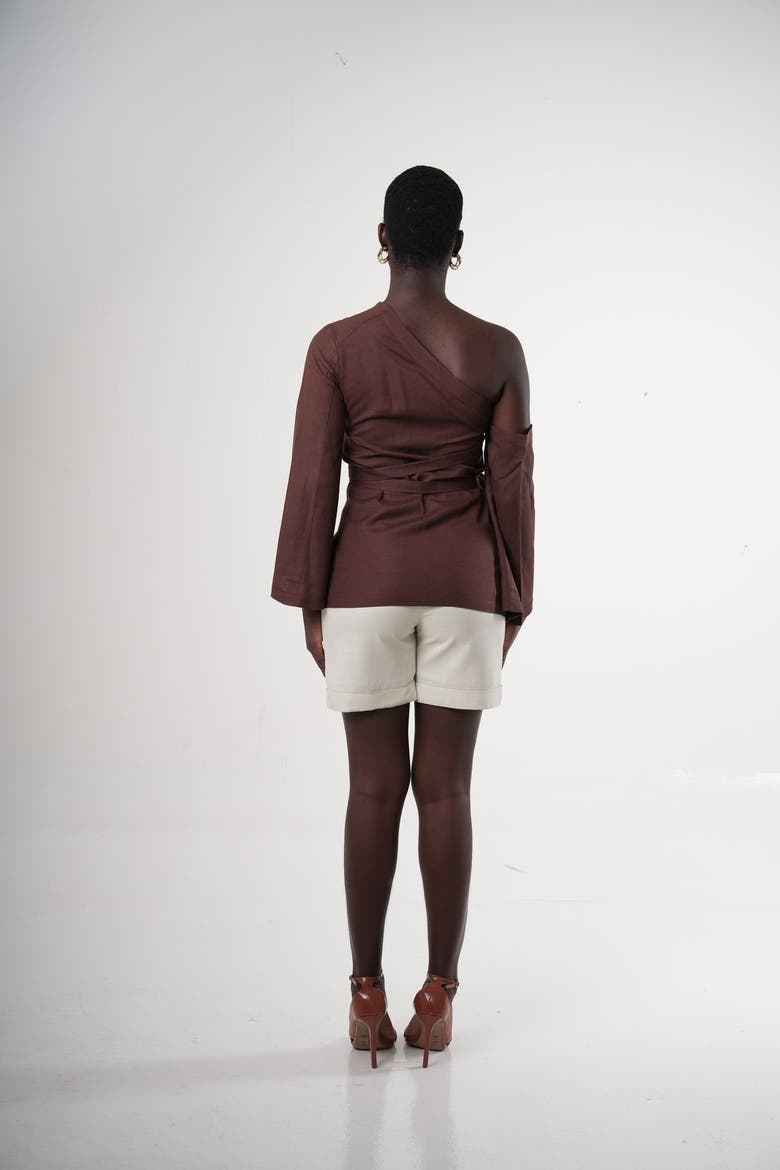 Cacao Convertible One-shoulder Blouse, Alternate, color, Cocoa Brown
