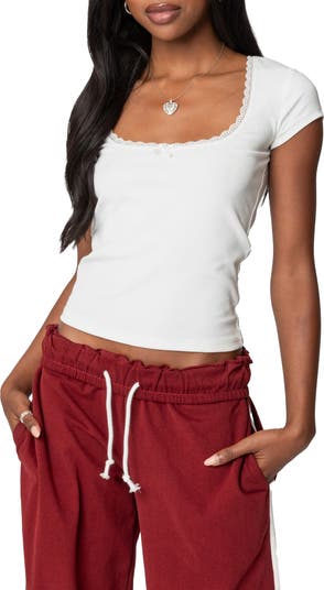 Priscilla Lace Trim T-Shirt