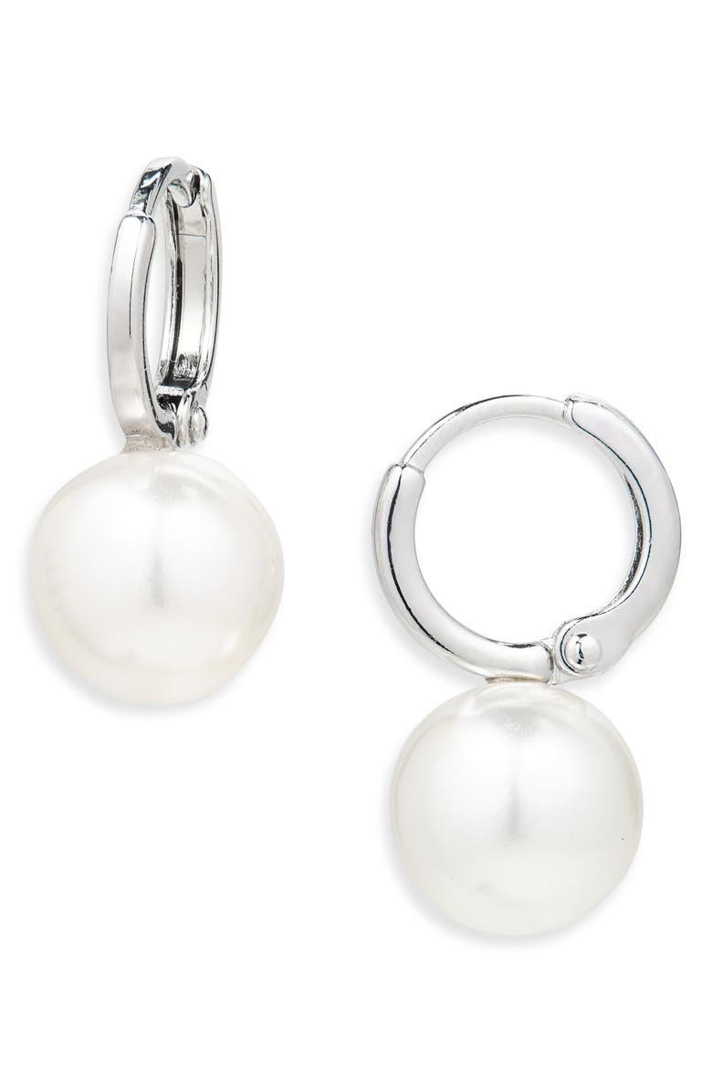 Simone Rocha Small Faux Pearl Hoop Earrings, Main, color,