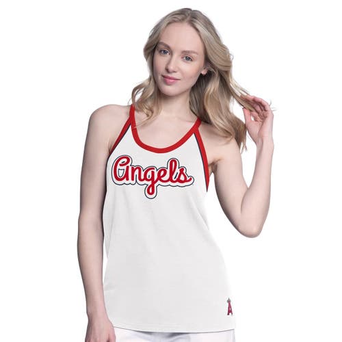 G-iii 4her By Carl Banks White Los Angeles Angels Curveball Tank Top