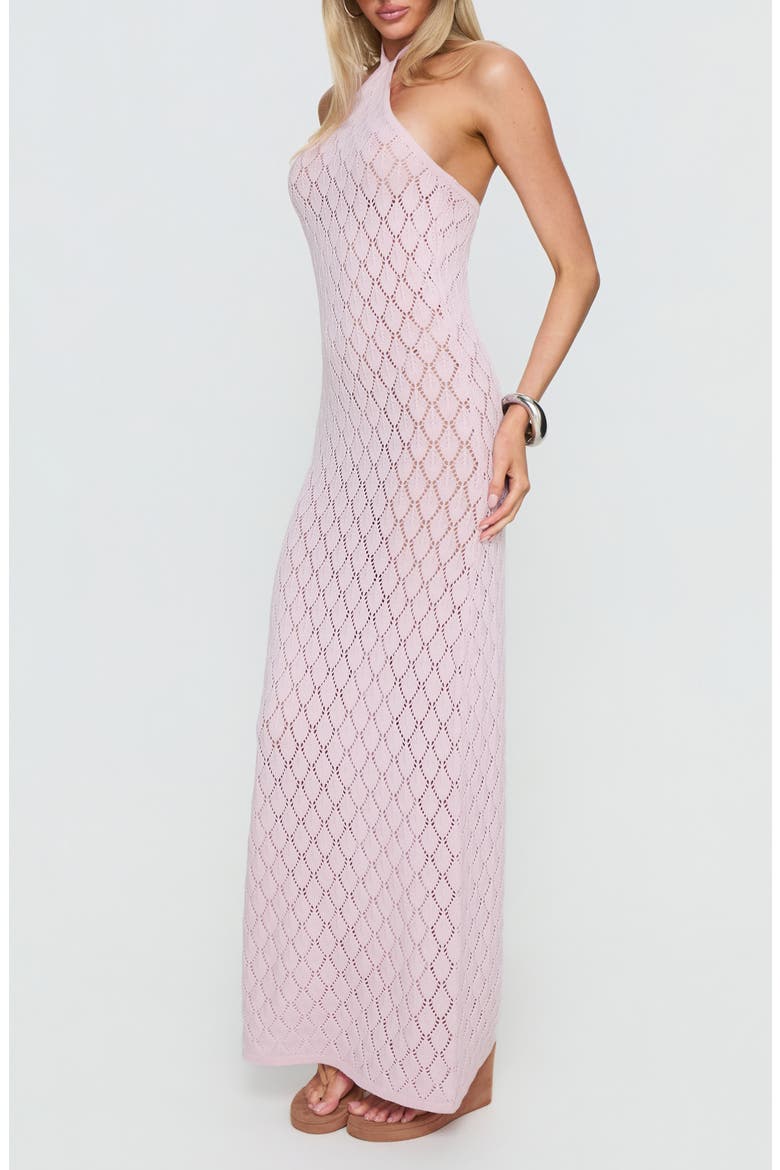 Jorda Halter Crochet Maxi Dress, Alternate, color, PINK