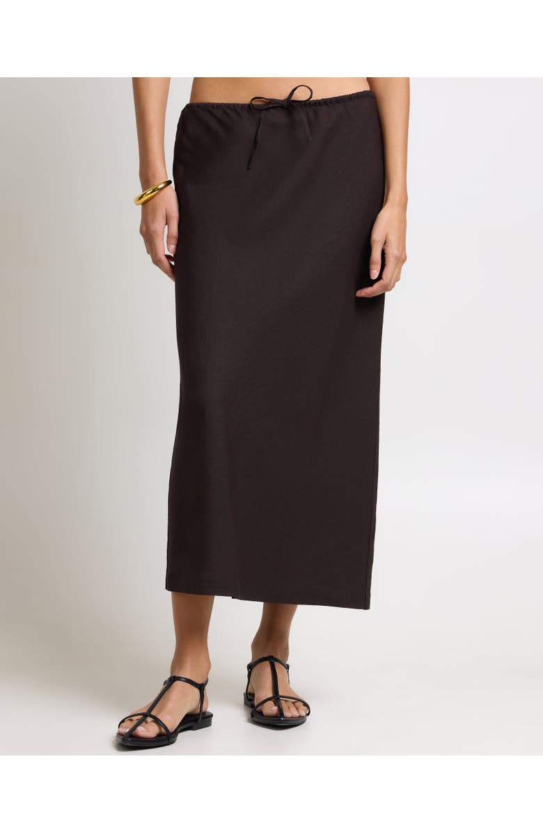 Onia Air Linen Midi Skirt, Main, color, Espresso