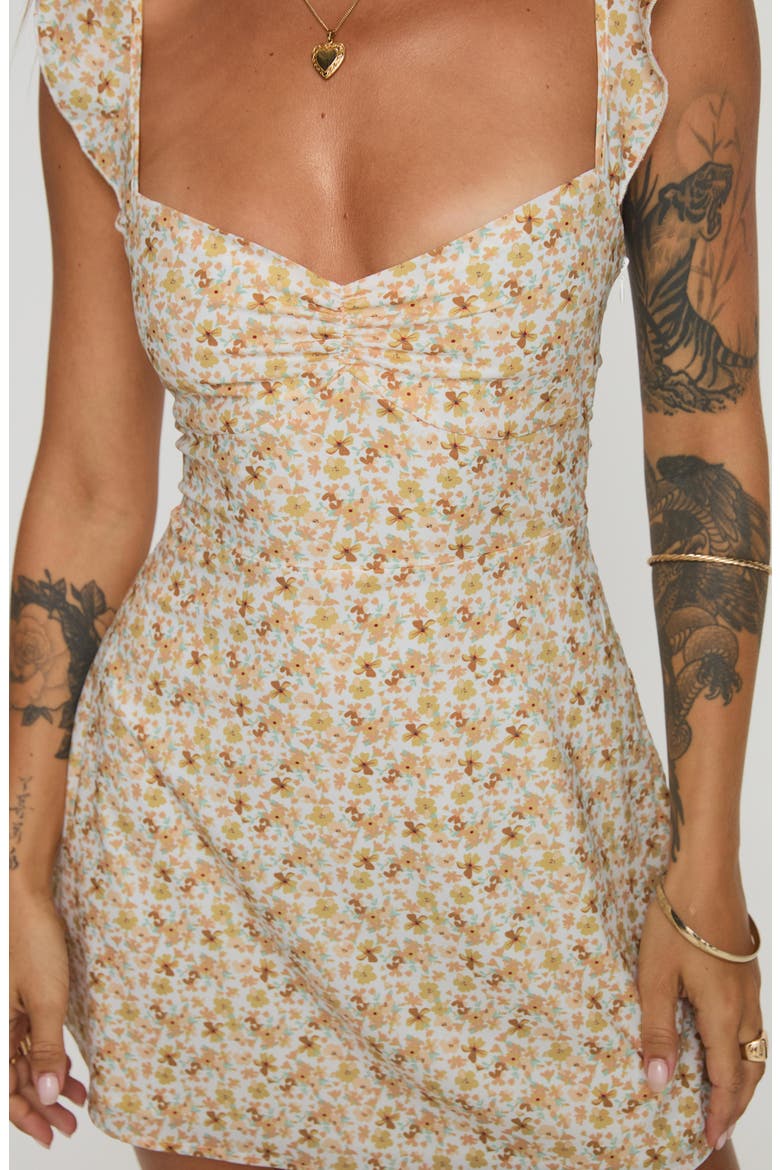 Landon Floral Print Minidress, Alternate, color, YELLOW
