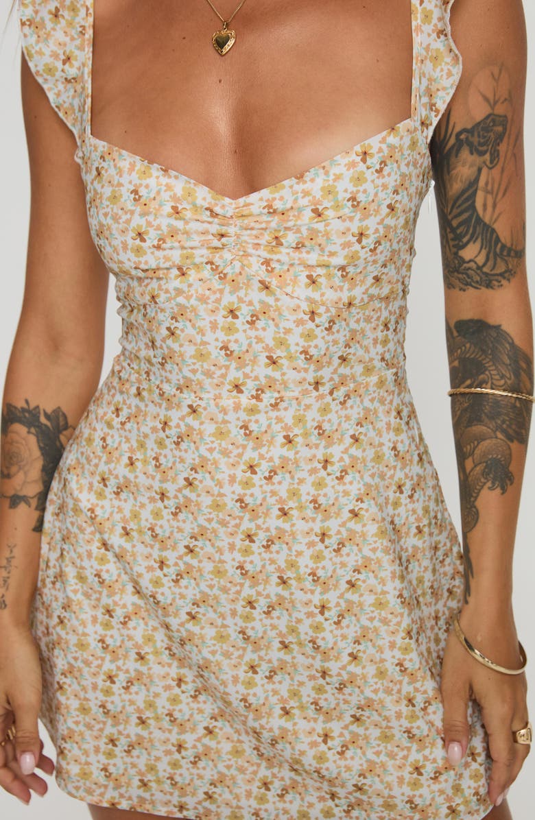 Princess Polly Landon Floral Print Minidress, Alternate, color, Yellow