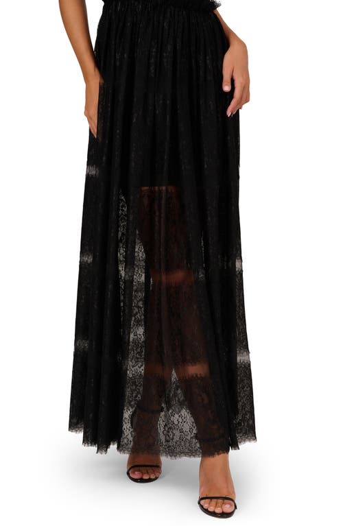 Adrianna Papell Mixed Lace A-line Gown In Black