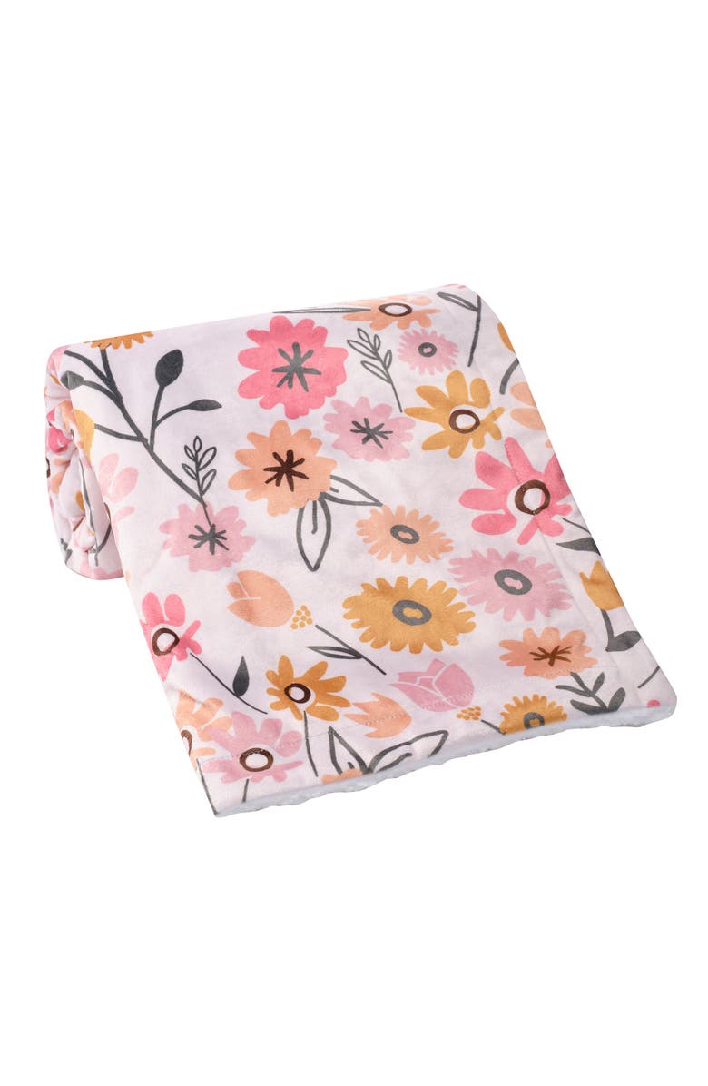Lambs & Ivy Little Garden Soft Luxurious Floral Warm Fleece Baby Blanket, Alternate, color, Pink