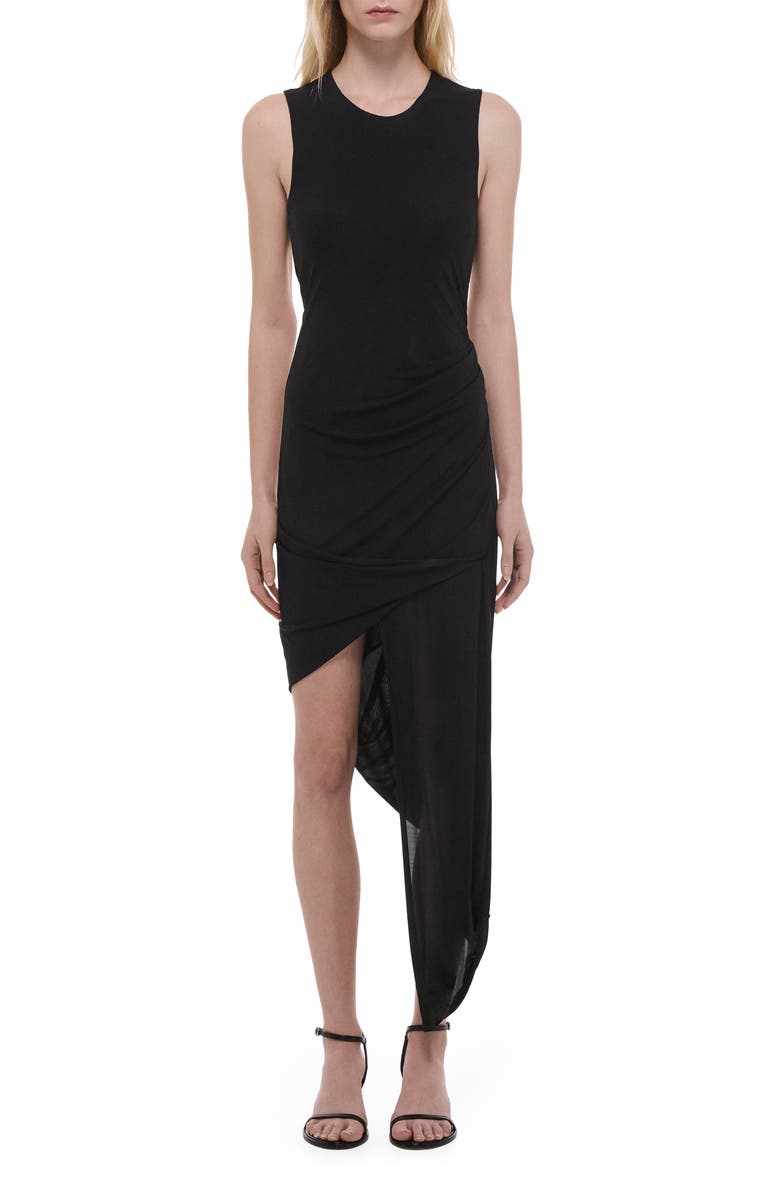 Helmut Lang Twist Drape Asymmetric Hem Dress, Main, color, 