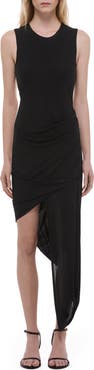 Helmut Lang Twist Drape Asymmetric Hem Dress
