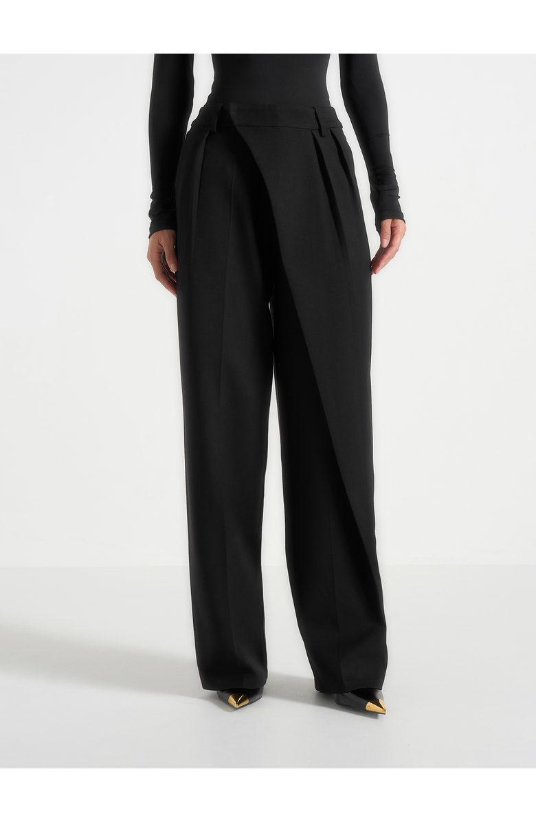 Manière De Voir Colette Tailored Wrap Pleat Trousers, Main, color, Black