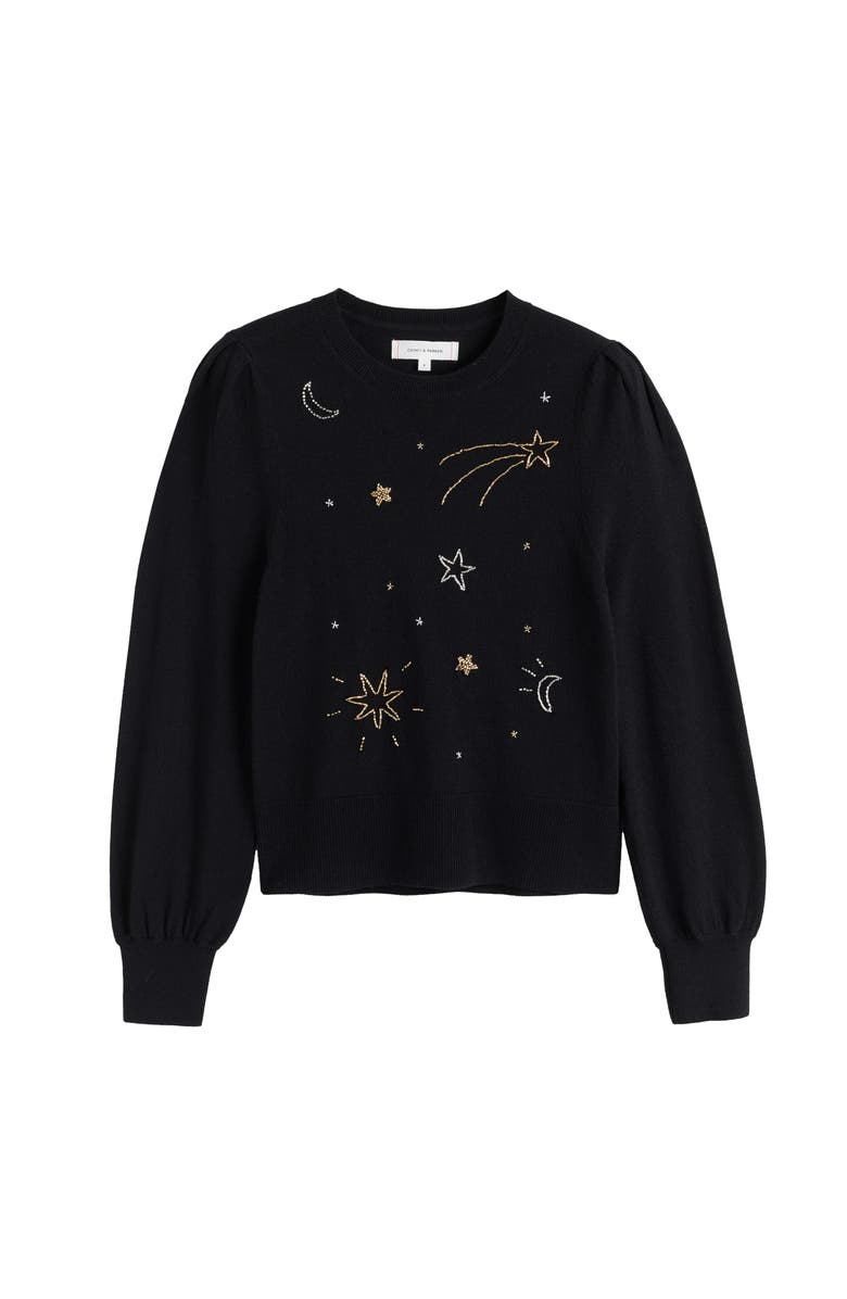 Chinti & Parker Constellation Star Sweater, Alternate, color, Black