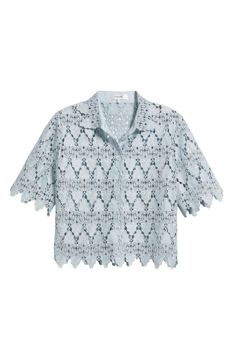 FRAME Lace Button-Up Shirt, Alternate, color, Sky Blue