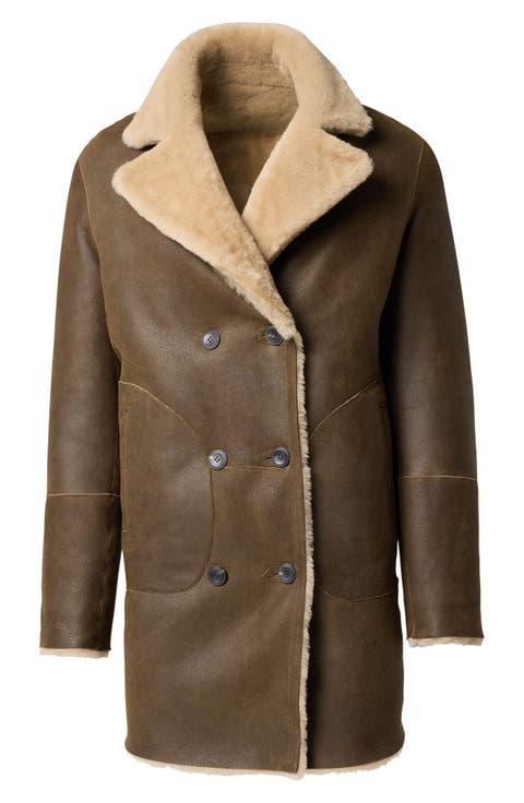Genuine Shearling Reversible Double Breasted Coat