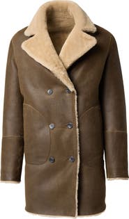 Allen Edmonds Genuine Shearling Reversible Double Breasted Coat